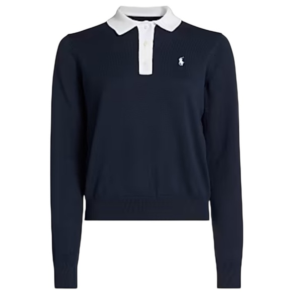 Ralph Lauren RLX Performance Polo Collar Sweater, NWT, Navy, GOLF - Picture 2 of 9